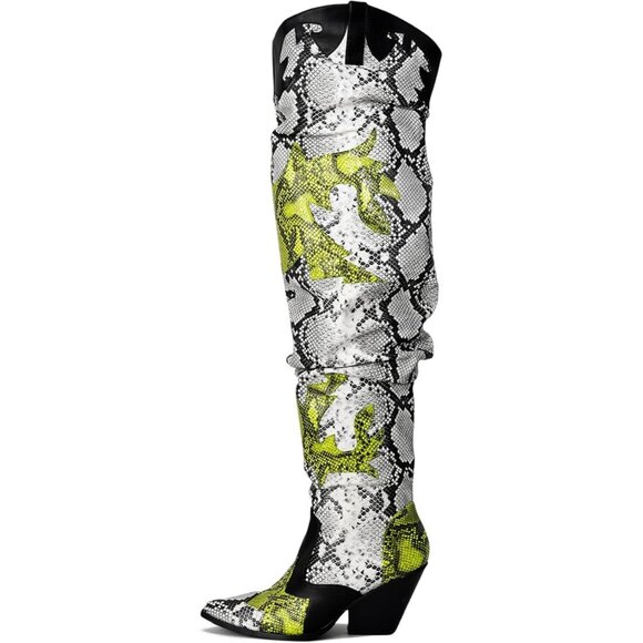 Cape Robbin Shoes - Cape Robbin Women's Black Polyurethane Thigh High Block Heel Cowboy Western Boot